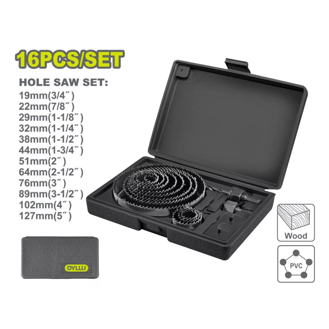 Dyllu 16 Pieces Carbon Steel Hole Saw - DTKJ4416