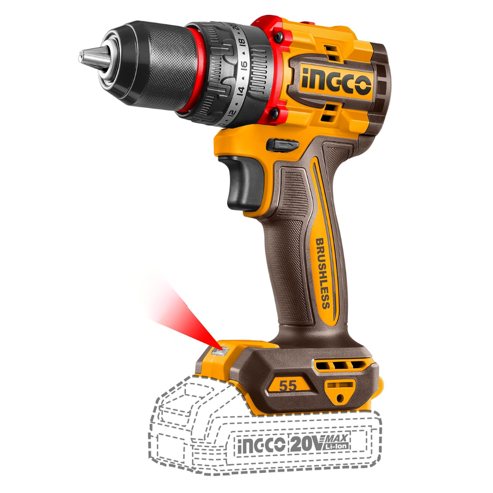 Ingco Lithium-Ion Compact Brushless Cordless Impact Drill - CIDLI20558