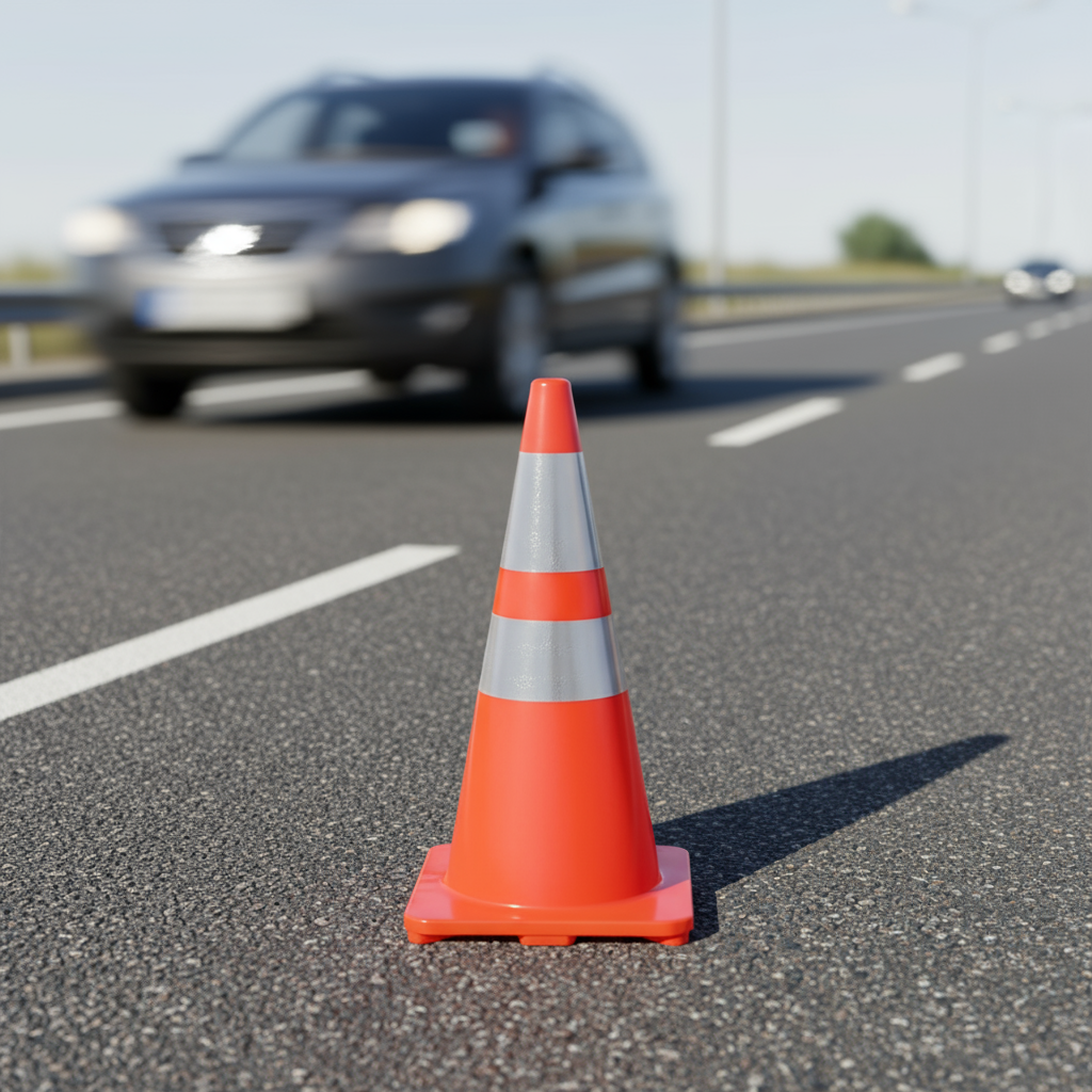 Emergency Roadside Kit - Wadfow Reflective Traffic Cone + Wadfow PE Safety Warning Tape + Wadfow Triangle Warning Reflector 43CM