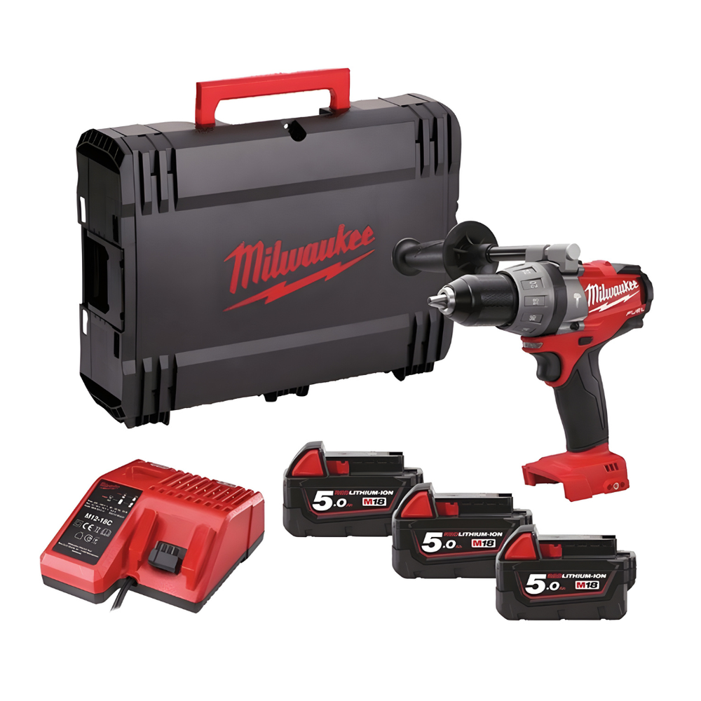 Milwaukee 18V Brushless CPD Combi Hammer Drill With 3x 5.0ah Li-ion Batteries - M18SET1-503X