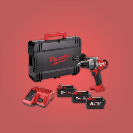 Milwaukee 18V Brushless CPD Combi Hammer Drill With 3x 5.0ah Li-ion Batteries - M18SET1-503X