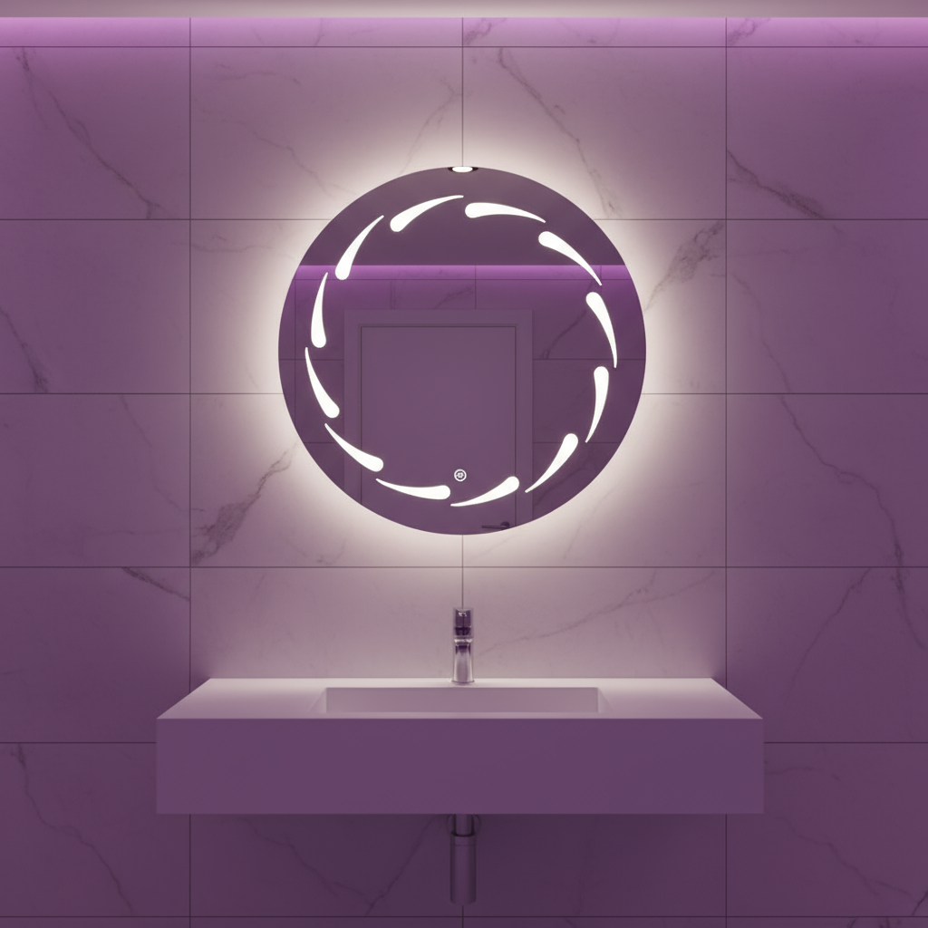 Round Led Touch Screen Bathroom Mirror 50cm x 50cm