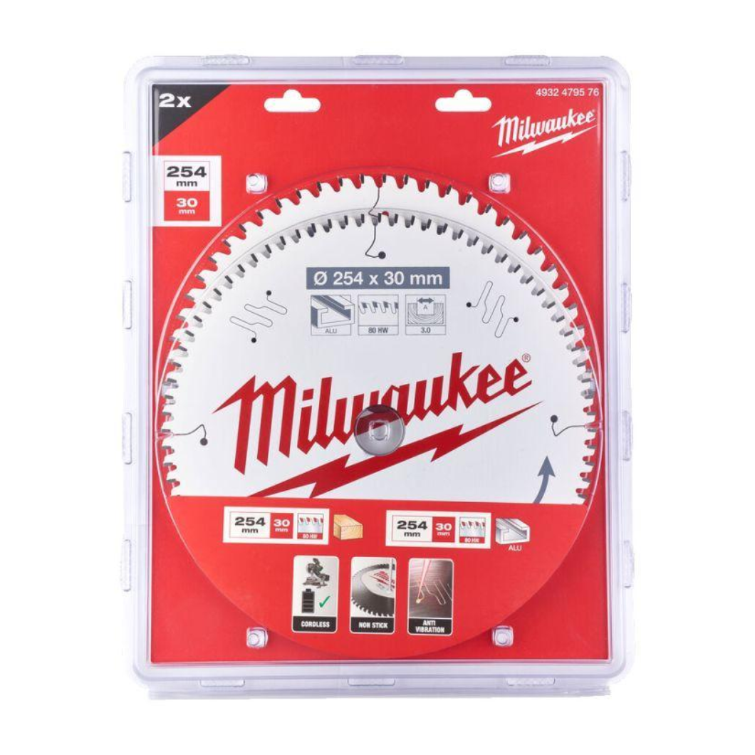 Milwaukee Circular Saw Blade Twin Pack 254X60T/80T - 4932479576