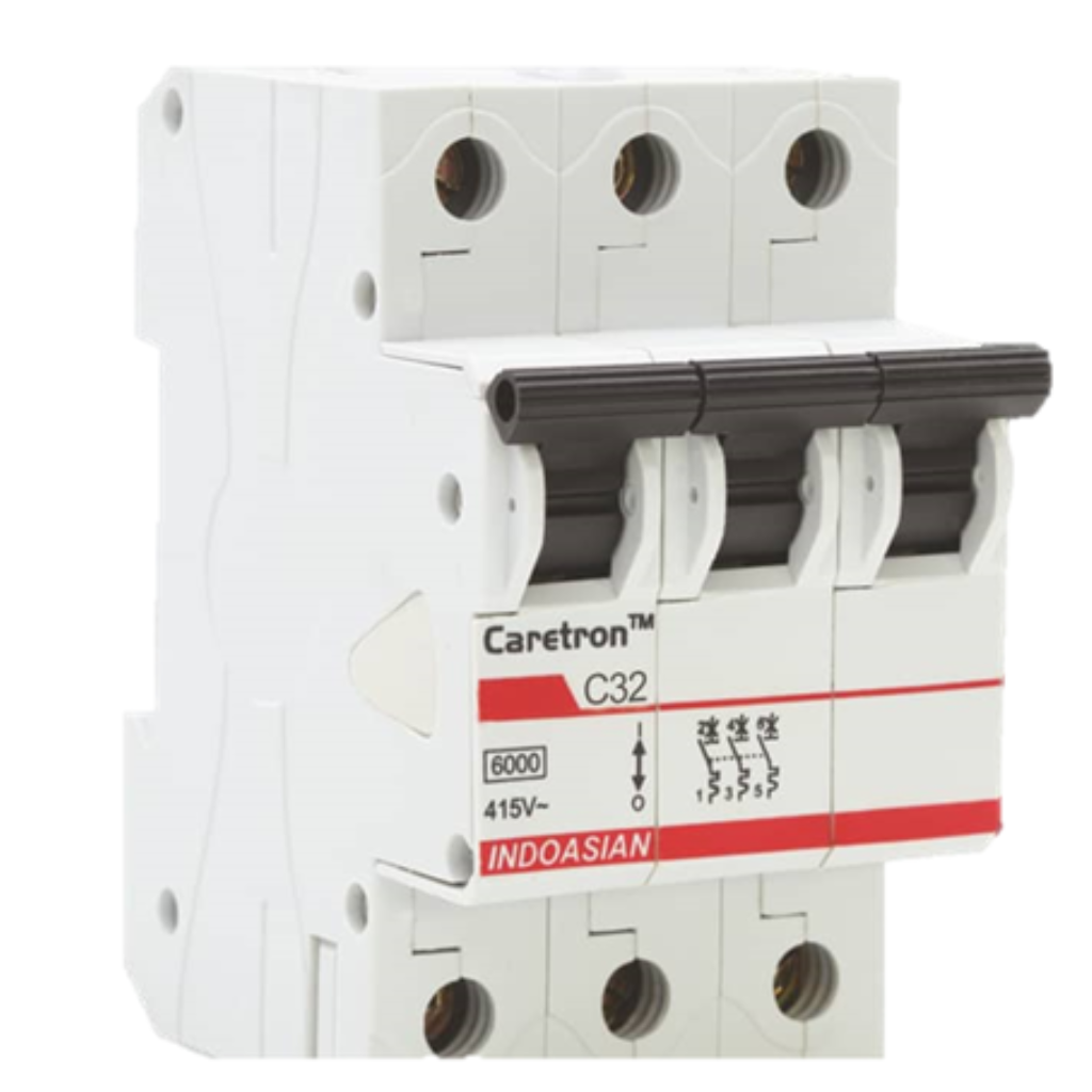 Indoasian Caretron Triple Pole C-Curve MCB TP Series (6A-63A)