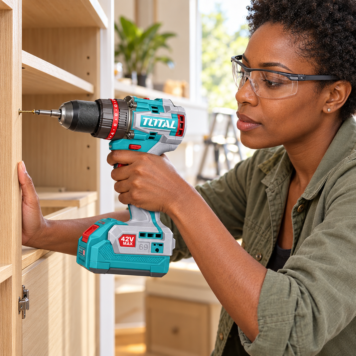 Total 42V Brushless Cordless Impact Drill Kit with 69Nm Maximum Torque - TIDLI426982