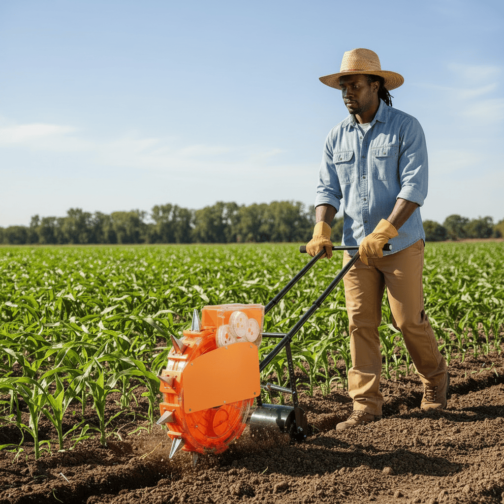 Padark Manual Single-Row 12-Tooth Seed Planter with Adjustable Spacing & Seed Discs
