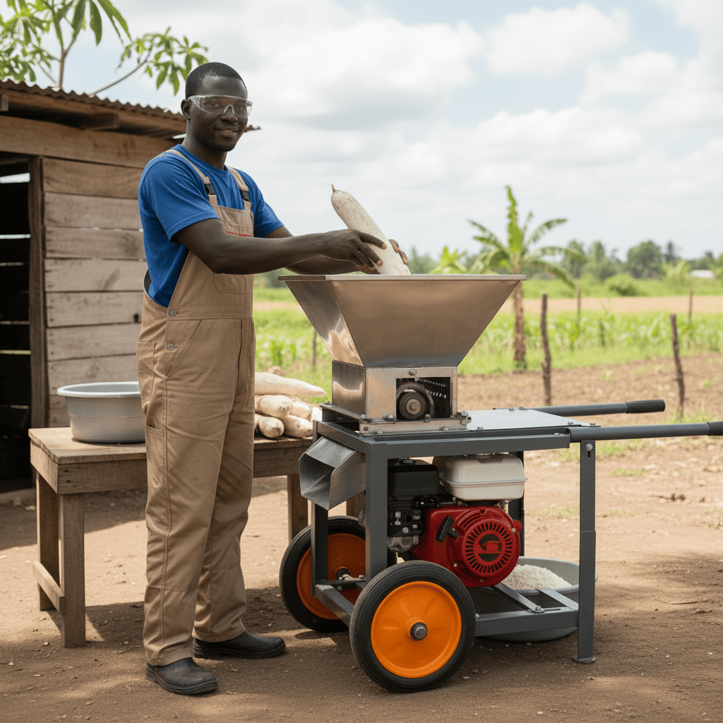Padark 6.5HP Gasoline Cassava Grater with Mobile Frame