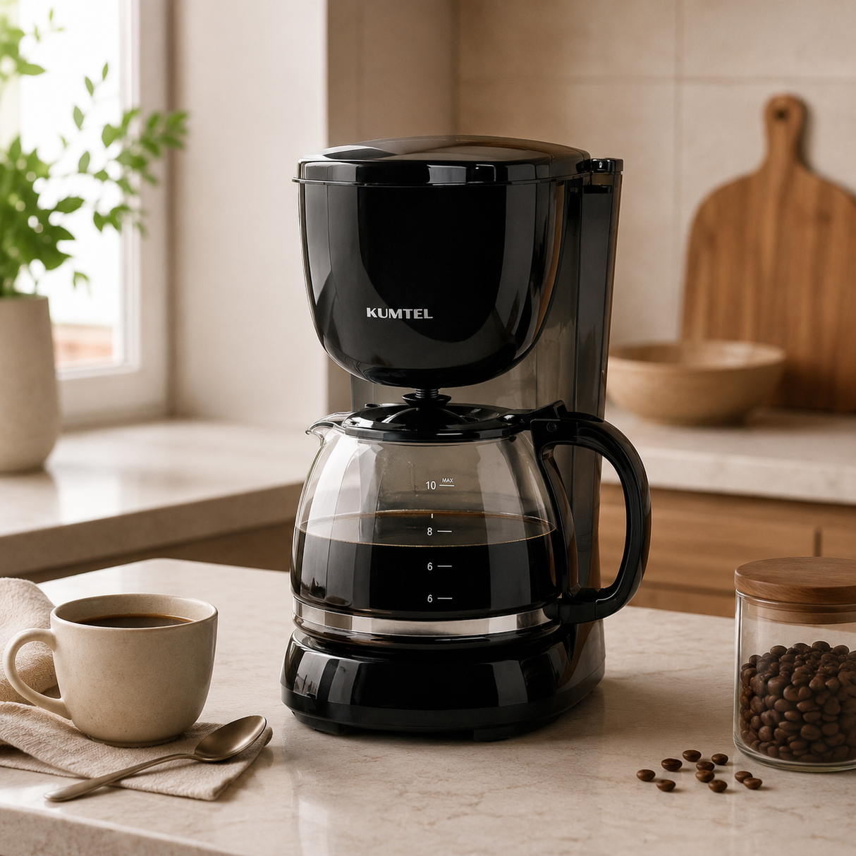 Kumtel 1.25L Drip Coffee Maker with Keep-Warm and Auto Shut-Off 750W - HFCM-01