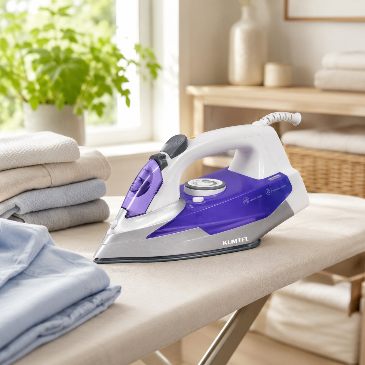 Kumtel Teflon Steam Iron with Vertical Steam 2200W - HMU-01