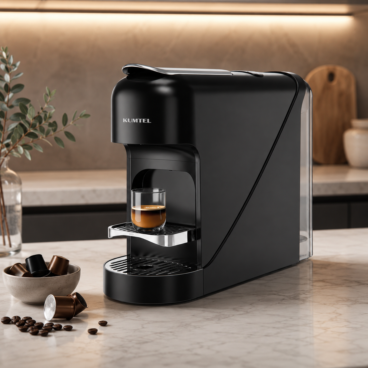 Kumtel 900ml Capsule Coffee Machine with One-Touch Control 1400W - HCM-03