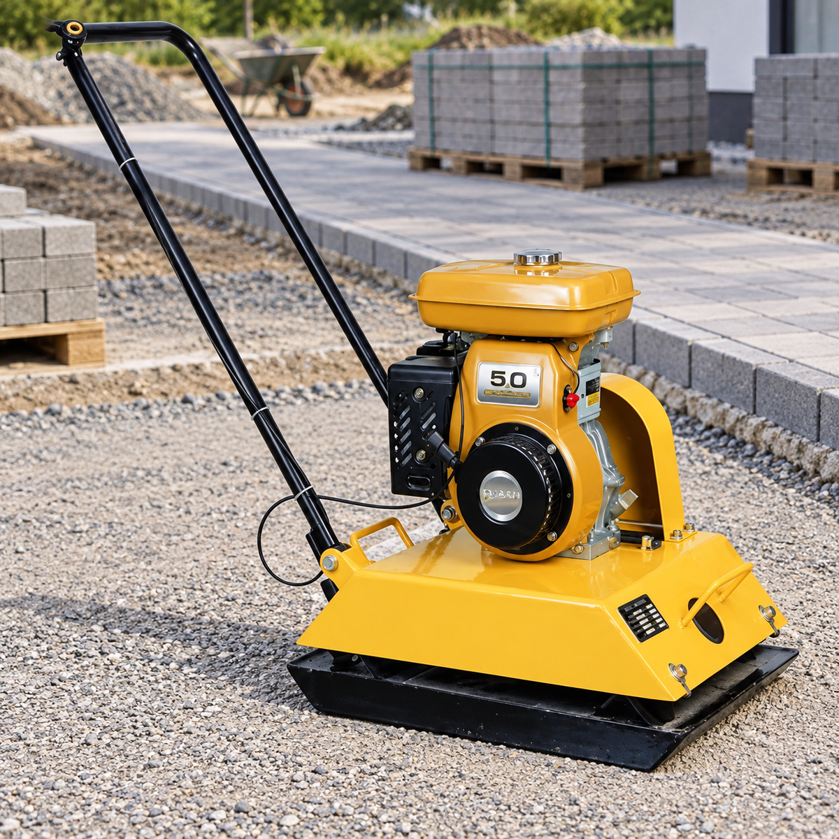 NRG 5HP Gasoline Plate Compactor 85kg with Robin Engine & 15.3kN Centrifugal Force - NC90PR