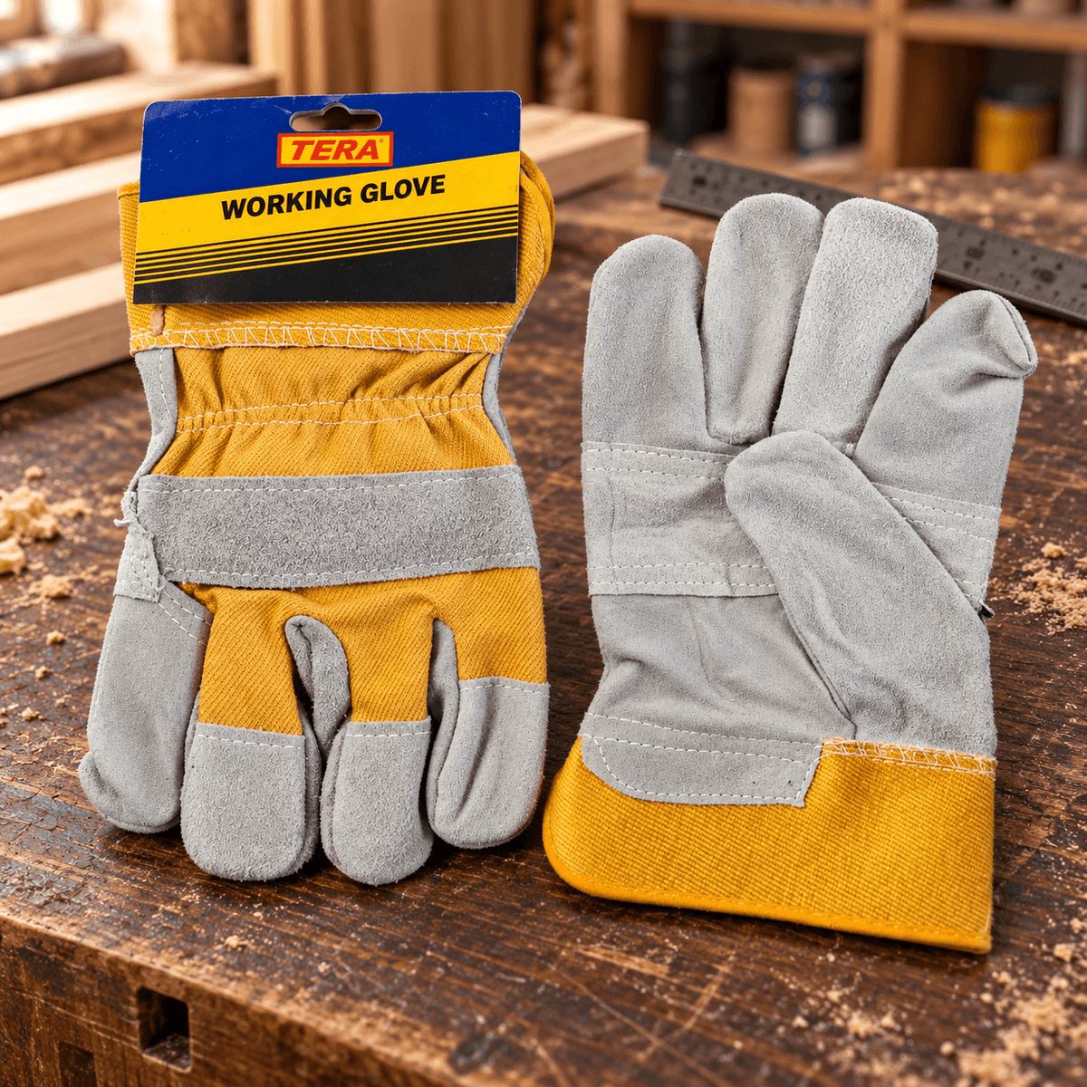 Tera 10.5" Orange & Grey Leather Work Gloves - TERA-WCG-10.5