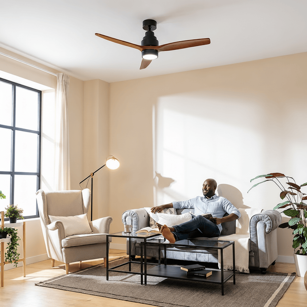 Cecotec EnergySilence Aero Black & Wood DC 52" Ceiling Fan with LED Light & Remote Control - 5841