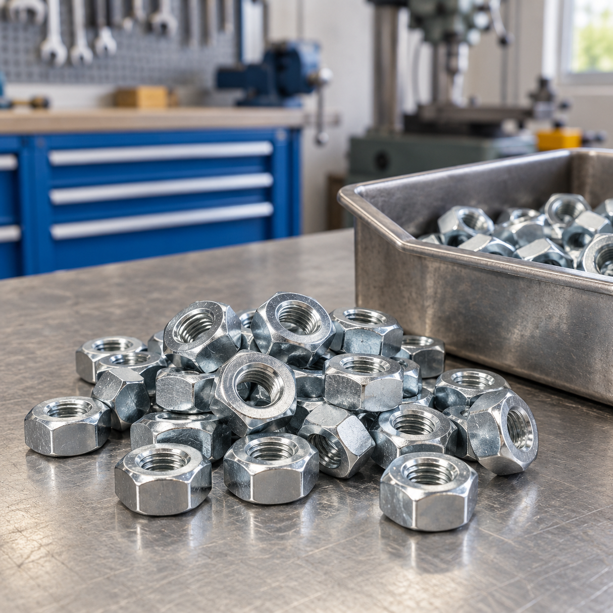 Wadfow 130-Piece M10 Class 8 Zinc-Plated Hex Nut Set - WMV1510A