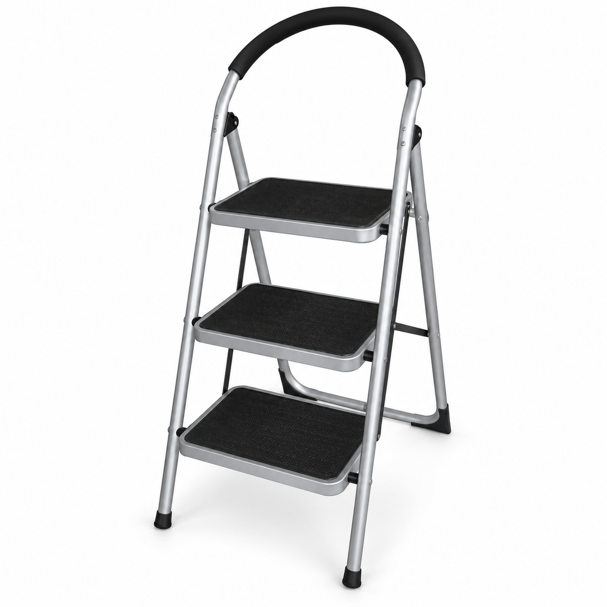 Tera Black LY6 Series Steel Folding Step Ladder with Safety Handrail | 2-4 Steps