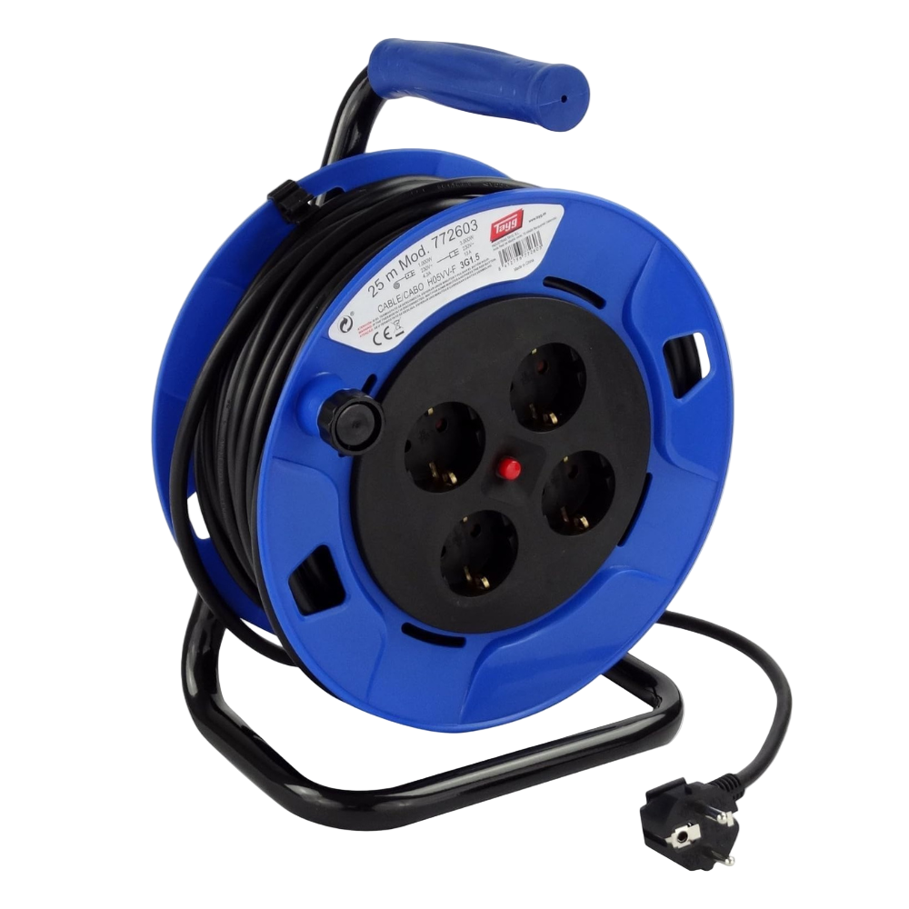 Tayg 25m Blue And Black Extensible Electric Cable Reel - 772603