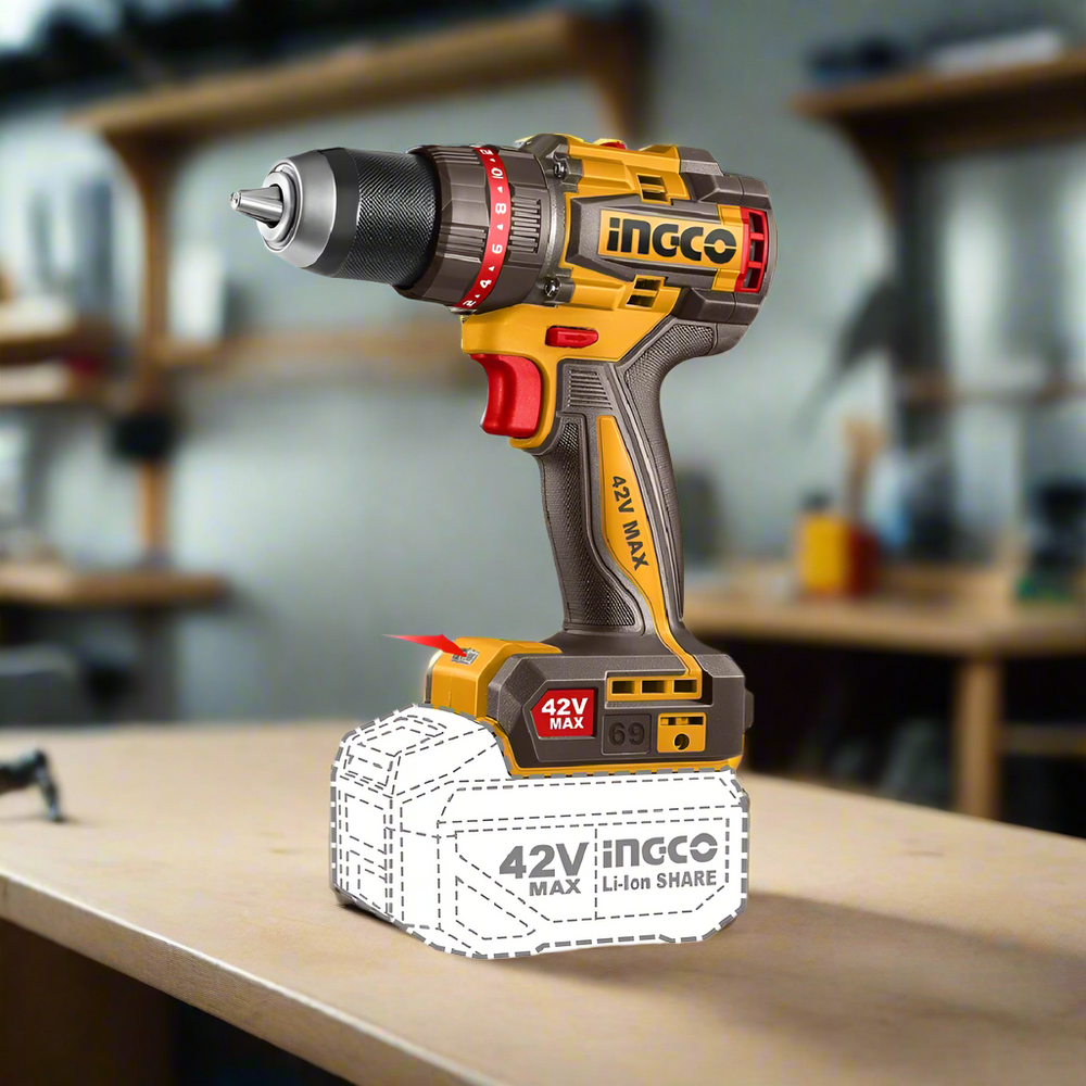 Ingco Lithium-Ion Cordless Compact Brushless Impact Drill 42V - CIDLI426981