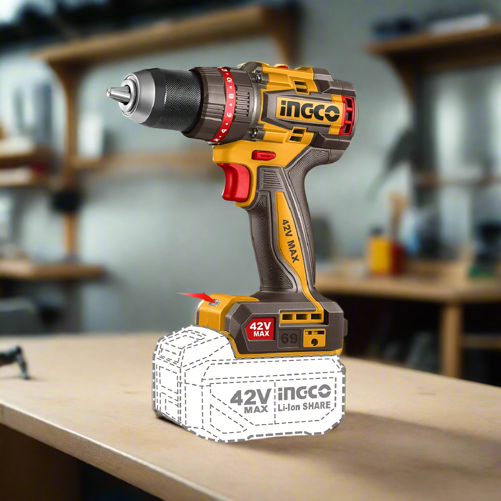 Ingco Lithium-Ion Cordless Compact Brushless Impact Drill 42V - CIDLI426981