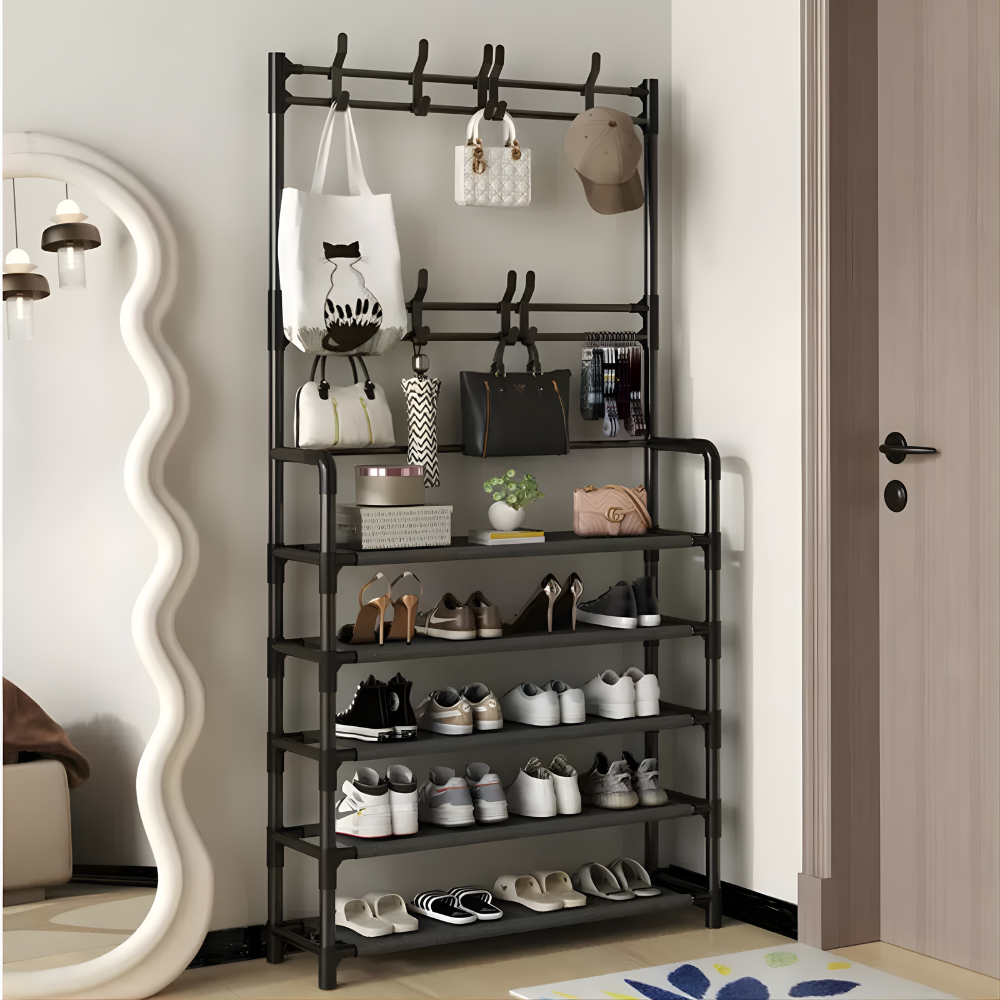 Five Layer Multi-purpose Shoe Rack With Cloth Hanger 172cm/25 - PI - SR01