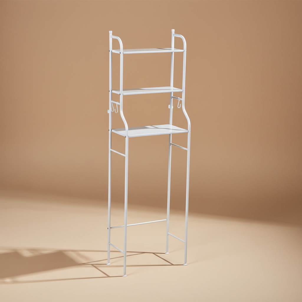 White Three Layer Washroom Shelf Organizer Rack 180cm/25 - PI - TR01