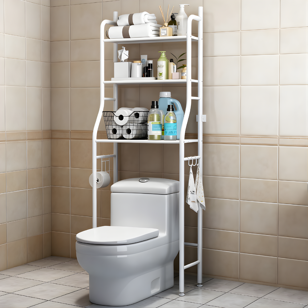White Three Layer Washroom Shelf Organizer Rack 180cm/25 - PI - TR01