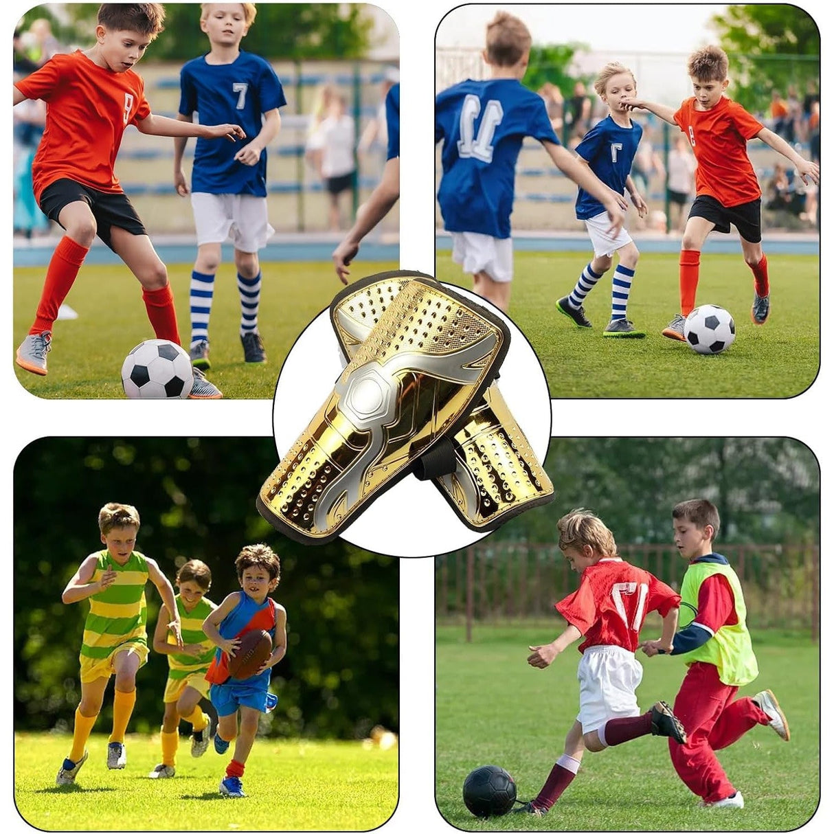 Look Alyfe Football Shin Guard Pad With Velcro Strap - Gold | BF