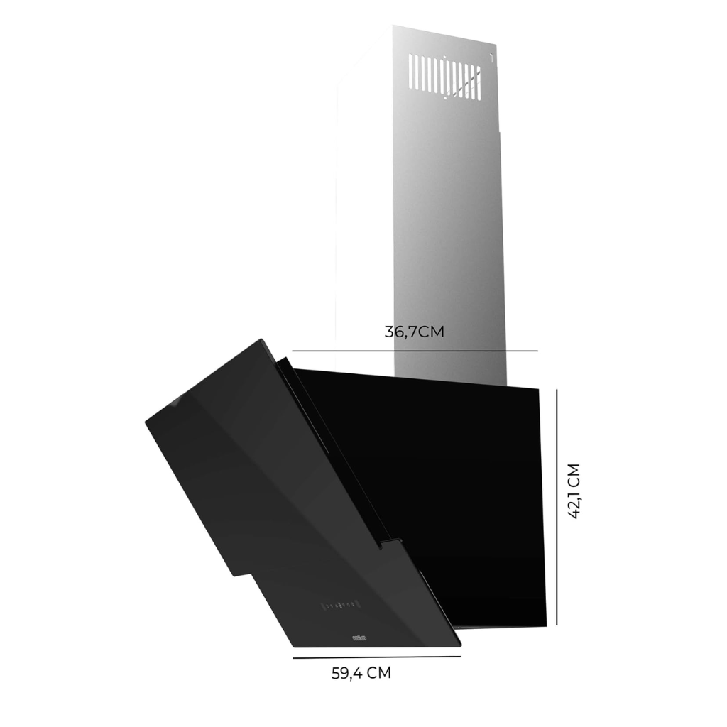 Cecotec Bolero Flux Glass Black 60cm Cooker Hood with 800m³/h & Touch Control - 2893