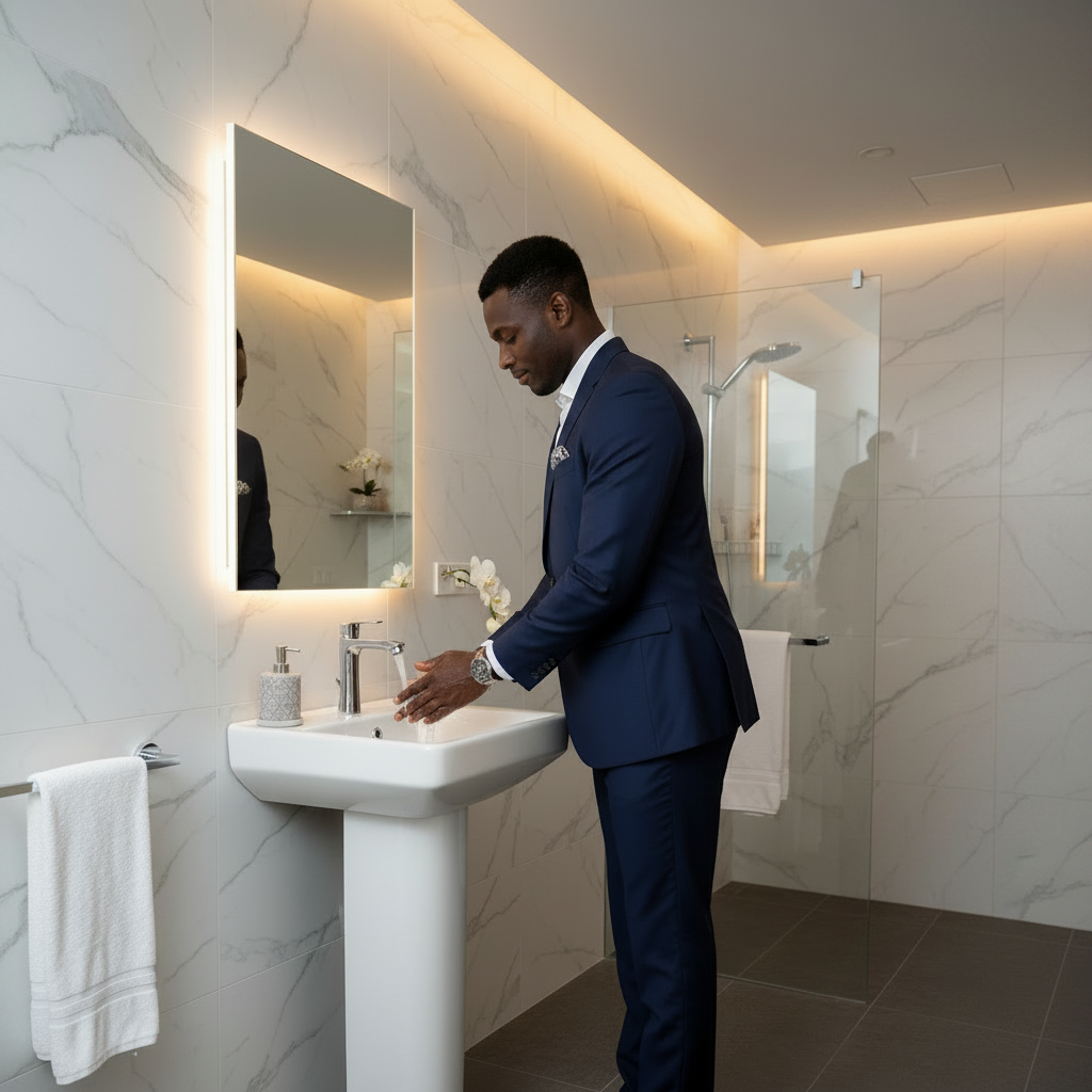 Wahkit Ceramic Pedestal Basin with Square-Corner Rectangular Bowl & Straight Pedestal 405mm - 4005