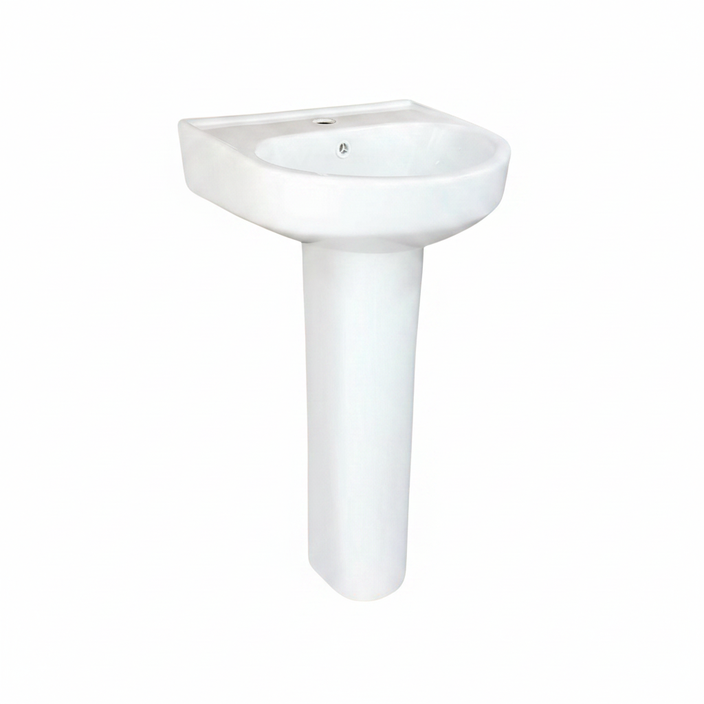Wahkit Ceramic Pedestal Basin with Narrow Deep Bowl & Straight Pedestal 410mm - 4009