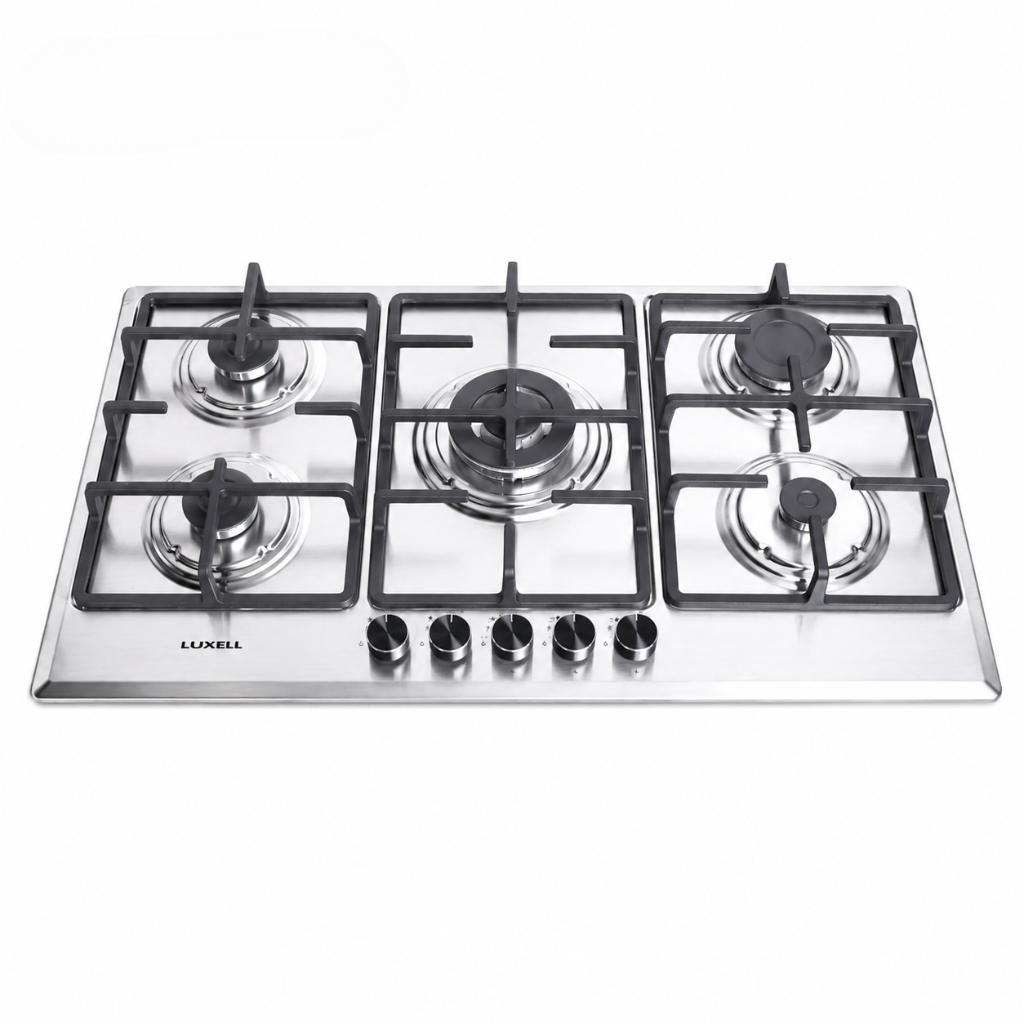 Luxell 90cm 5-Burner Stainless Steel Gas Hob with Wok Support - M9-50BTF