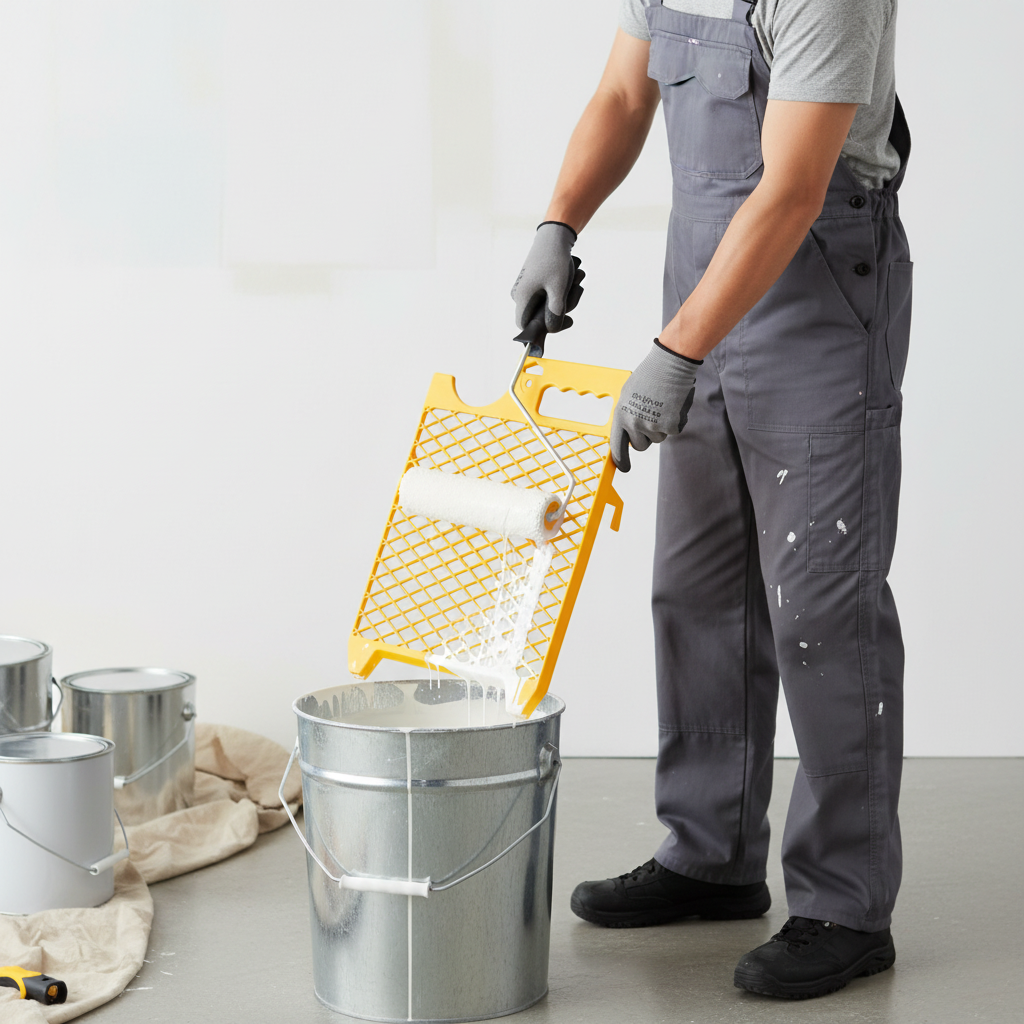 SGS 260 × 300mm Yellow Paint Roller Grid with Anti-Drip Mesh for Buckets and Containers - SGS379