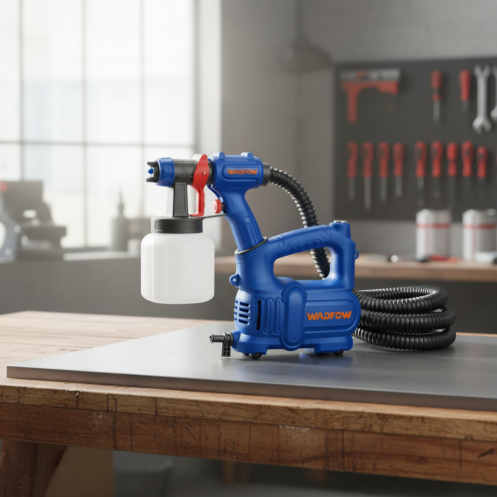 Wadfow 550W HVLP Electric Spray Gun with 800ml Plastic Paint Container - WEG2A26