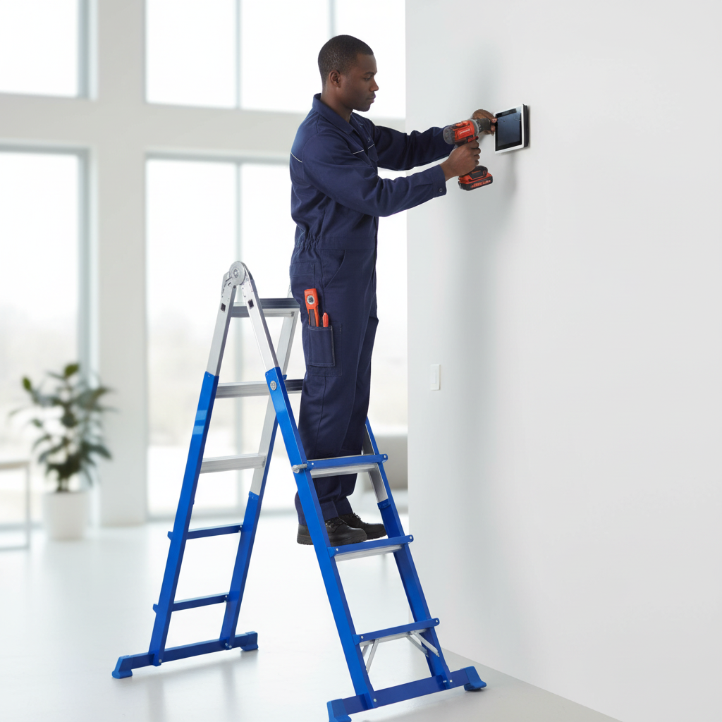 Wadfow 4 x 4 Multipurpose Steel & Aluminium Folding Ladder 150kg - WLD7H16