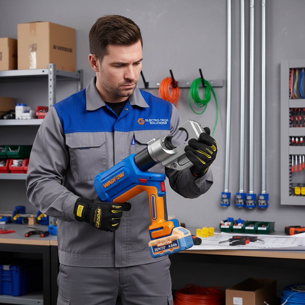 Wadfow 20V Cordless Hydraulic Crimping Tool 120KN with 2 x 4.0Ah Batteries & Charger - WHT2D40