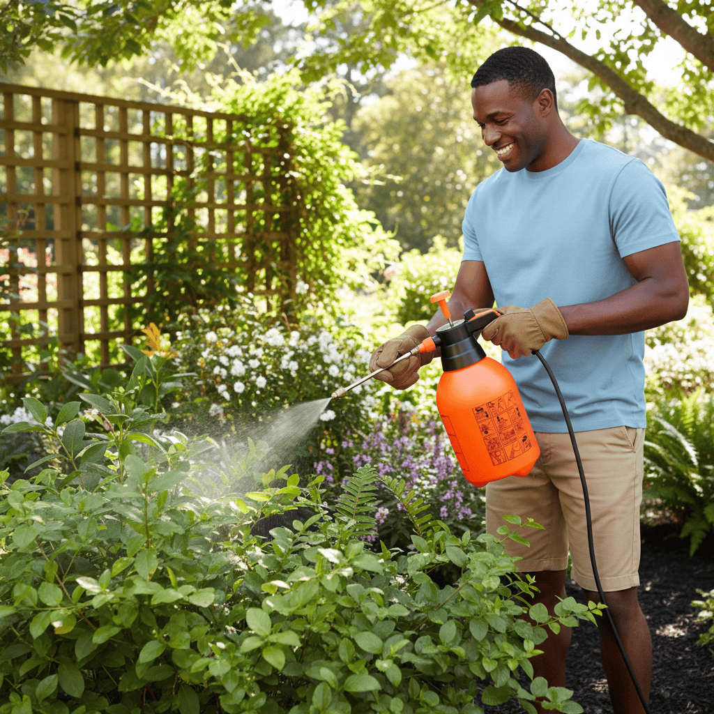 Tera 2L Handheld Manual Pressure Sprayer with Adjustable Nozzle | Orange & White