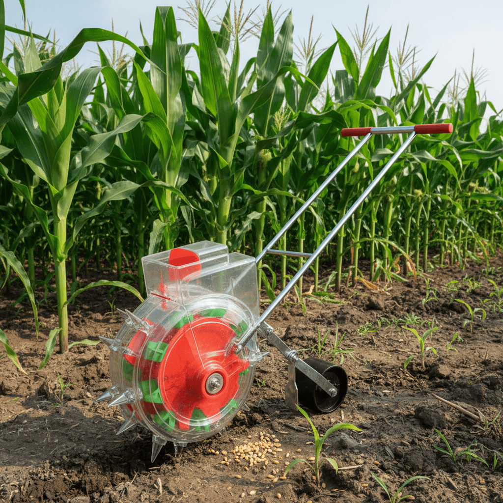 Padark Manual 2-in-1 Seed Planter & Fertilizer Applicator with Dual Hoppers & Seed Discs