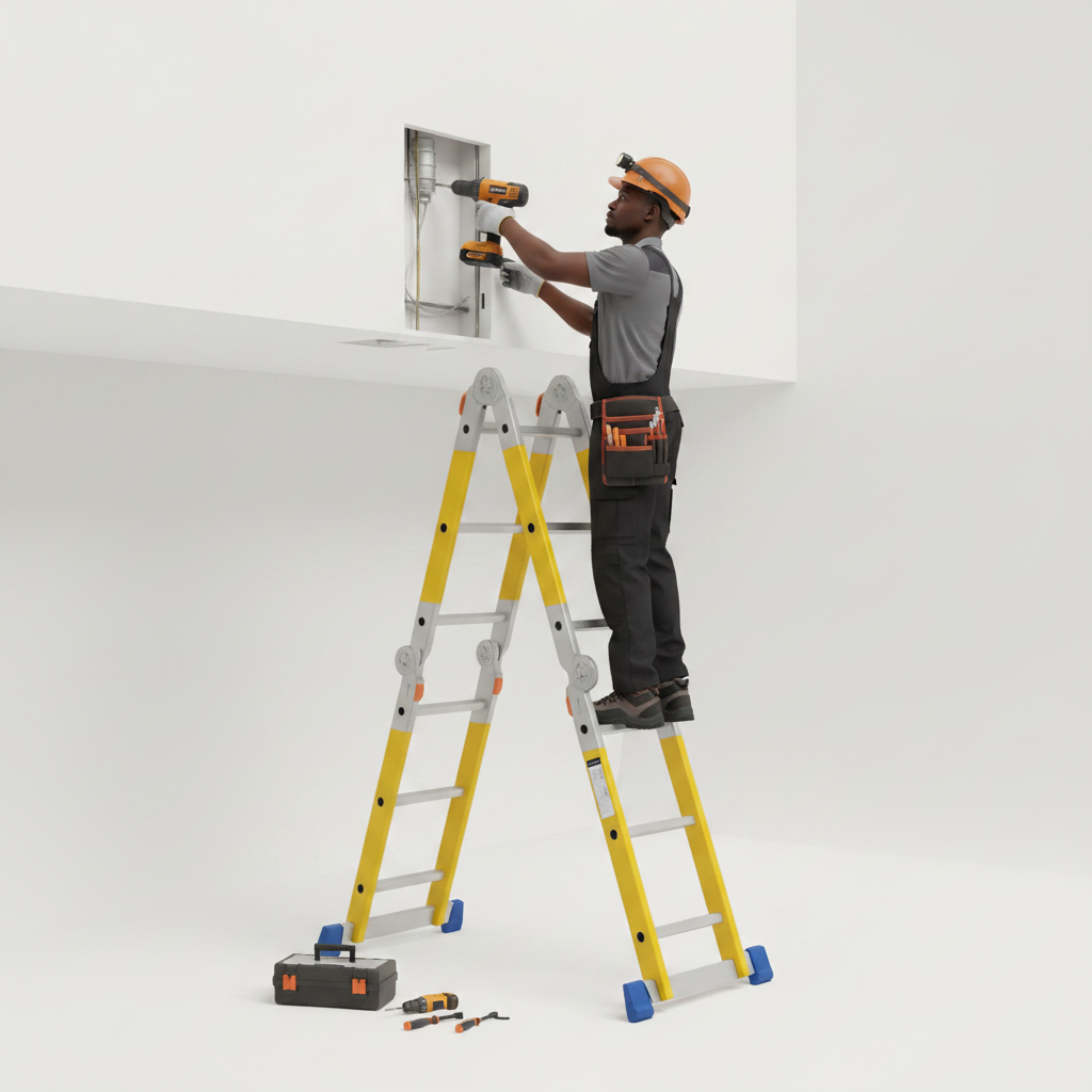 Wadfow 150kg Multipurpose Fibreglass Folding Ladder | 4 x 3 & 4 x 4