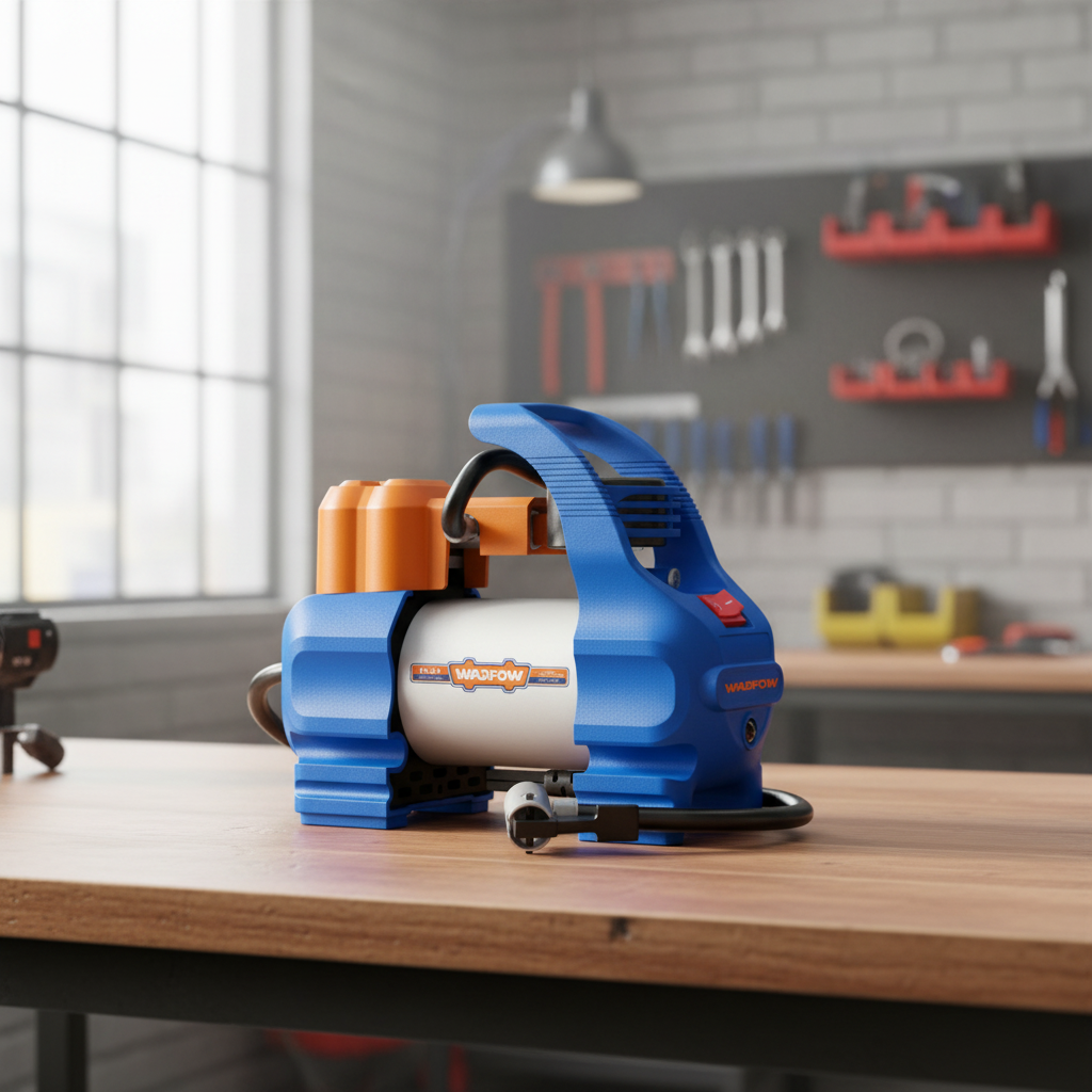 Wadfow 12V Portable Auto Air Compressor with Integrated Work Light for Tyres | 35L & 45L