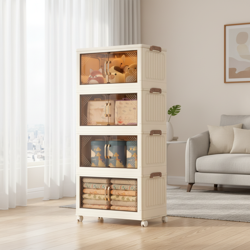 Wadfow 4-Tier Foldable Storage Cabinet - WFCB2165