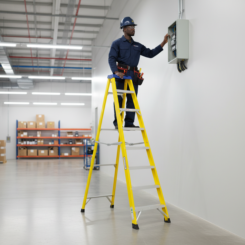 Tera V2 LDGF10 Series Single-Sided Fibreglass Platform Step Ladder | 8 & 10 Steps