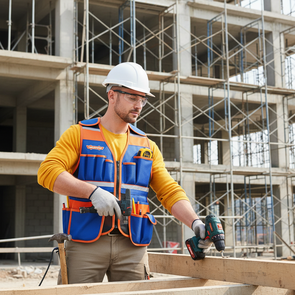 Wadfow Adjustable Tool Vest with 11 Reinforced Pockets - WTG6105