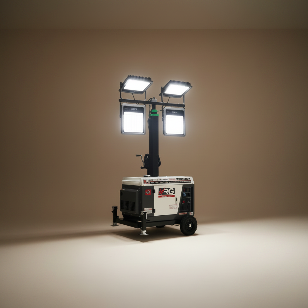NRG 5.5kW Diesel Generator Tower Light with 4 × 400W Lights, 6m Manual Mast & 16L Tank - NR188FE