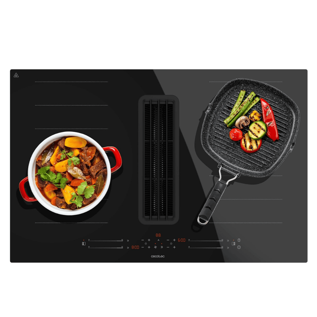 Cecotec Bolero Squad FullFlex 80cm Two Induction Hobs with Integrated Extractor 7400W - 100089