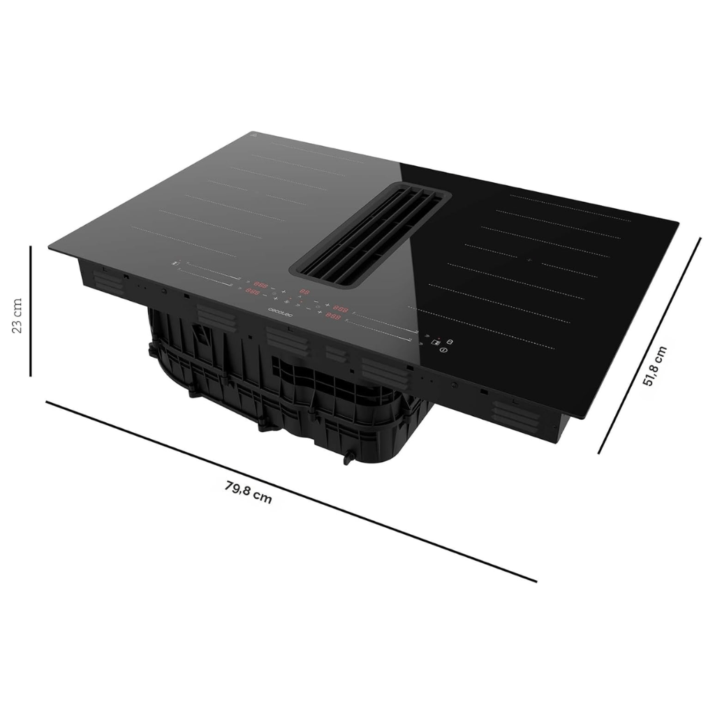 Cecotec Bolero Squad FullFlex 80cm Two Induction Hobs with Integrated Extractor 7400W - 100089