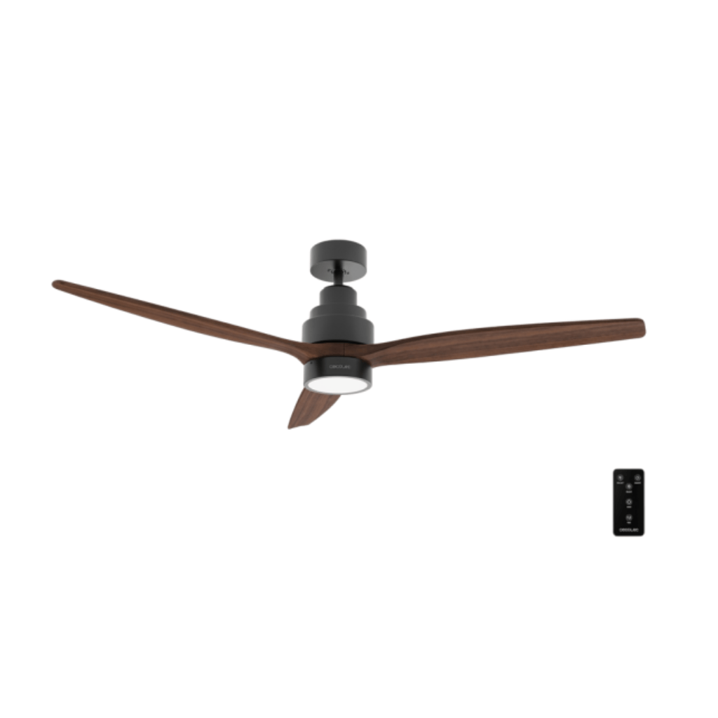 Cecotec EnergySilence Aero Black & Wood DC 52" Ceiling Fan with LED Light & Remote Control - 5841