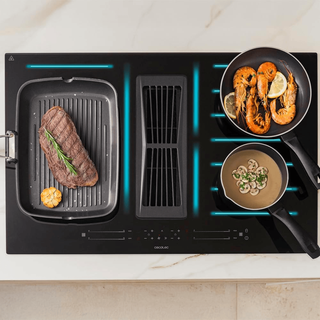 Cecotec Bolero Squad FullFlex 80cm Two Induction Hobs with Integrated Extractor 7400W - 100089