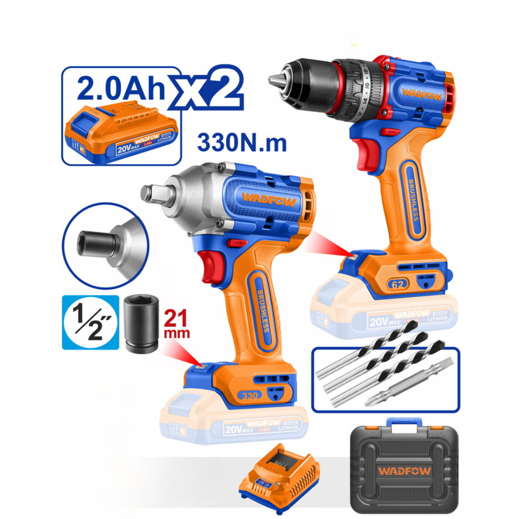 Wadfow 20V Brushless Cordless 2-Piece Combo Kit - WCK20275