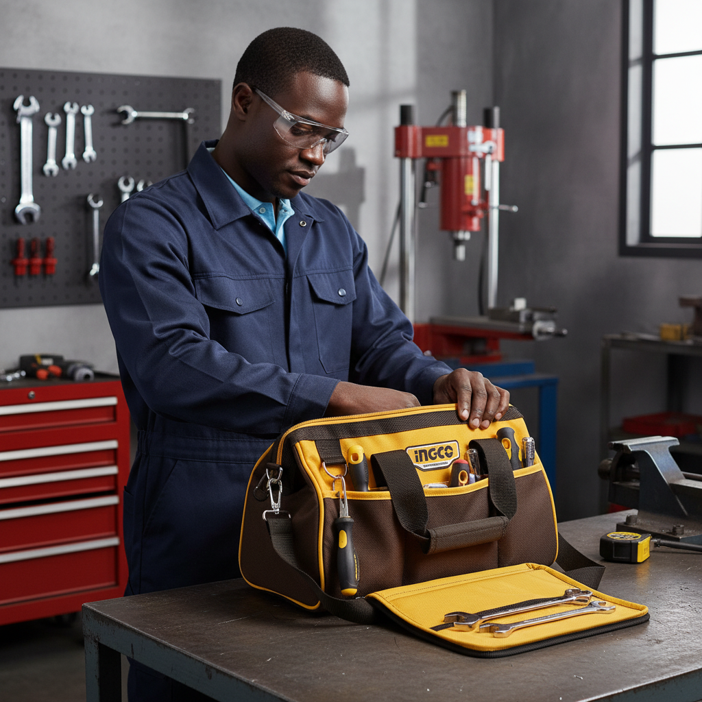 Ingco 19" Heavy-Duty Tool Bag with Shoulder Strap & 14 Pockets - HTBG281928