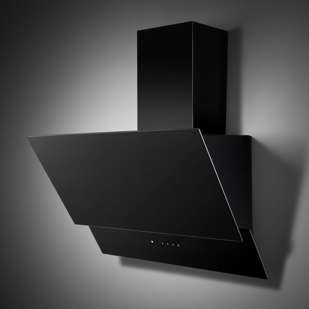 Luxell 90cm Angled Black Glass Cooker Hood with 650m³/h Extraction & Touch Control - DA9-835