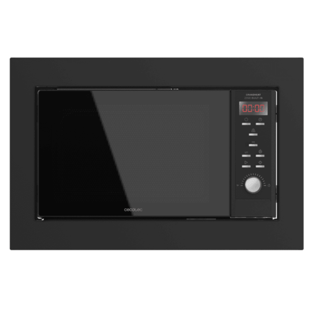 Cecotec GrandHeat 2350 23L Digital Built-In Microwave 900W with Grill, Timer & 9 Preset Functions | Black & Steel Black